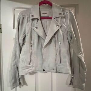 Blank NYC Light Gray Leather Moto Jacket with Silver Hardware